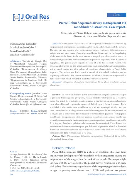 (PDF) Pierre Robin Sequence: airway management via mandibular ...