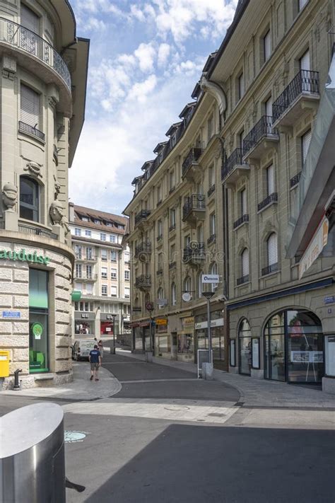 Building And Street At City Of Lausanne Switzerland Editorial Stock