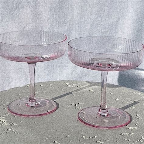 Pink Ribbed Cocktail Glasses Set Of 2 Etsy Australia