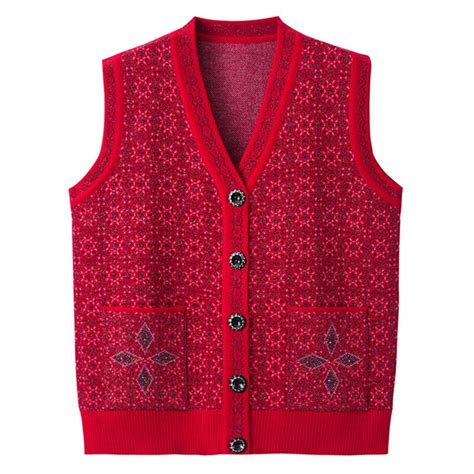 Camisola De Malha Colete Cardigan Meia Idade E Idosos Camisola Feminina