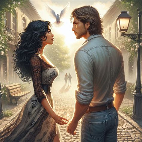 Love At First Sight Romantic Encounter In Cobblestone Park Ai Art