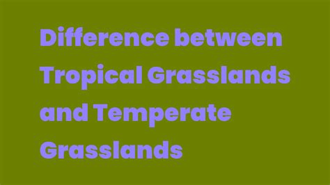 Difference Between Tropical Grasslands And Temperate Grasslands Write