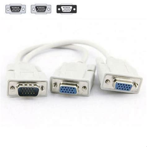 Vga Splitter Cable Vga 15 Pin 1 Male To 2 Female Adapter Y Splitter Cable For Screen Duplication