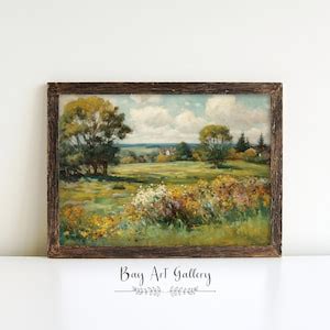 Summer Meadow Landscape Art Painting PRINTABLE Large Canvas Wall Art ...