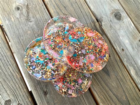 Round Pastel And Glitter Resin Swivel Jewelry Box With Lid Etsy