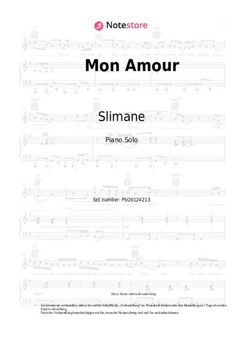 Mon Amour Slimane Noten Pdf Solo Klavier Note Store De Klavier