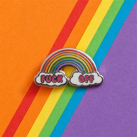 Fuck Off Rainbow Enamel Pin Sammy Tee Design And Print