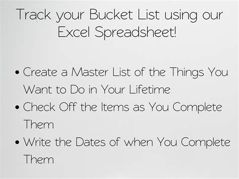 Bucket List Template Excel Spreadsheet Bucket List Journal - Etsy