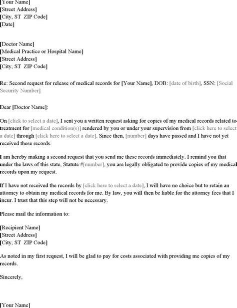 Second Letter Requesting Medical Records Download The Free Printable Basic Blank Medical Form