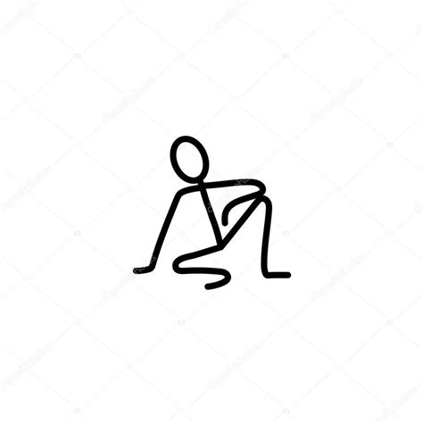 Thinking Stick Figure Man Sitting On The Floor And Thinking Stick