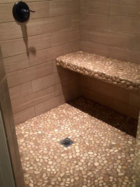 Glazed Java Tan Pebble Tile Shower Tile Bathroom Remodel Shower