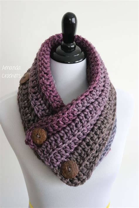 Free Crochet Cowl Patterns With Buttons Pdf Pattern Chunky Easy Button