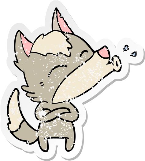 Distressed Sticker Of A Howling Wolf Cartoon 45138479 Png