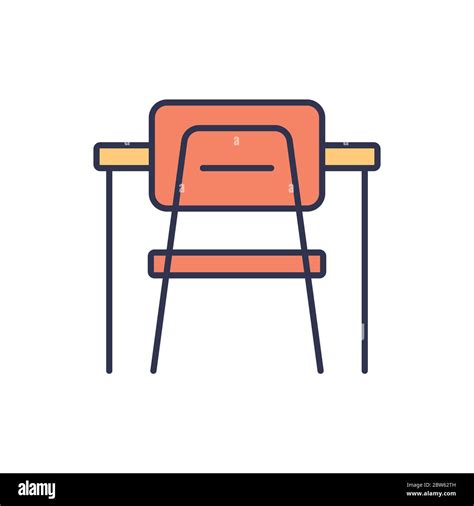 School Desk And A Chair Vector Icon Symbol Isolated On White Background