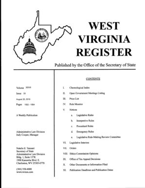 Fillable Online Sos Wv Published By The Office Ofthe Secretary Of State