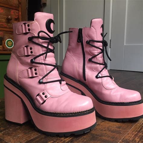 Killstar Pink Broom Rider Boots Only Worn A Depop