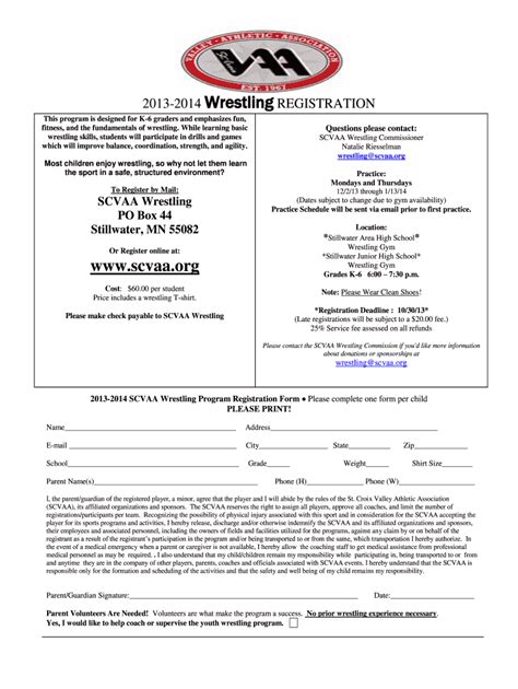 Fillable Online Stillwater K Mn Wrestling Registration