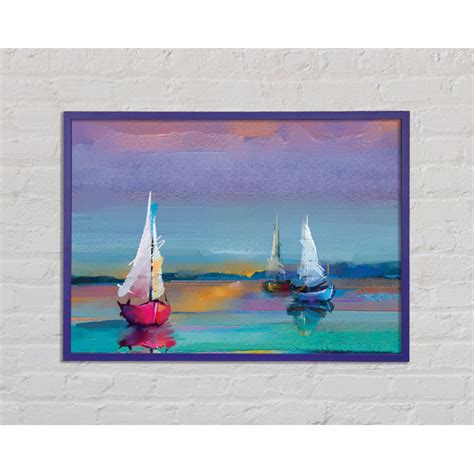 Longshore Tides Turquoise Watercolour Boats Single Picture Frame