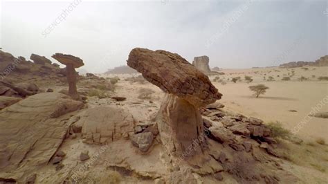 Rock formations, Ennedi Plateau, Chad, drone view - Stock Video Clip ...