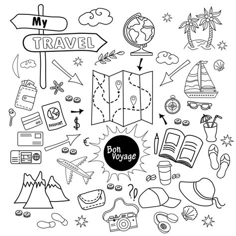 Doodle Set Of Travel Vector Icons 2182056 Vector Art At Vecteezy