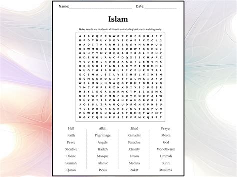 Islam Word Search Puzzle Worksheet Activity Teaching Resources