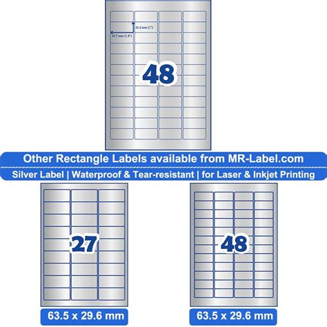 Mr Label 45 7 X 21 2 Mm Silver Asset Stickers Self Adhesive Heavy