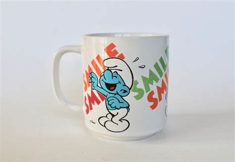 Vintage 1980s Smile Smurf Coffee Mug 8 Oz Etsy