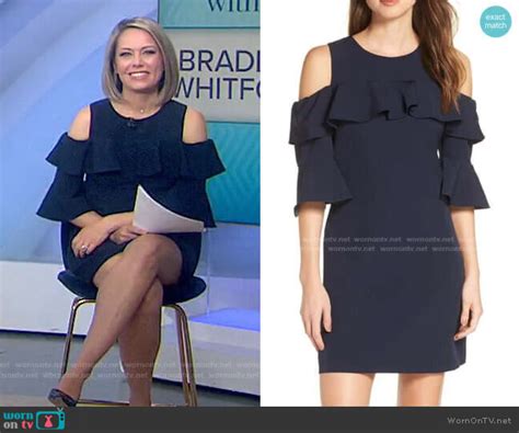 Wornontv Dylans Navy Ruffled Cold Shoulder Dress On Today Dylan