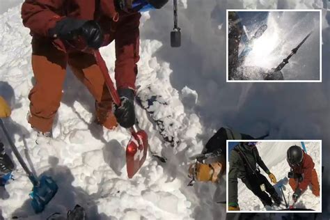 Moment Skier Is Buried Under An Avalanche As His Brother Frantically