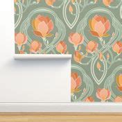 Magnolia Art Nouveau Large Scale Wallpaper Spoonflower