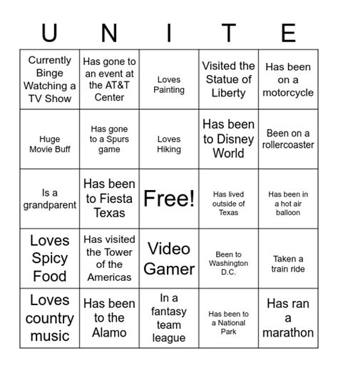 Unite Bingo Card