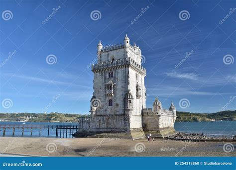 Belem Tower In Lisbon Portugal During Low Tide Stock Photo Image Of