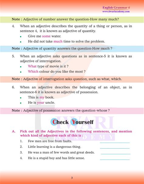 Cbse Ncert Class English Grammar Chapter Adjective And Their Kinds