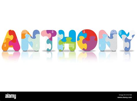 Anthony Written With Alphabet Puzzle Vector Illustration Stock Vector