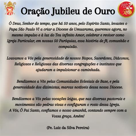 Ora O Jubileu De Ouro Diocese De Umuarama