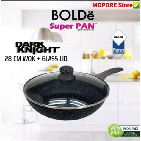 Jual Bolde Super PAN Wok GRANITE 28cm Glass Lid Warna Beige Black