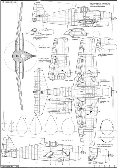 A. L. BENTLEY DRAWINGS | Grumman Hellcat (Revised and updated)