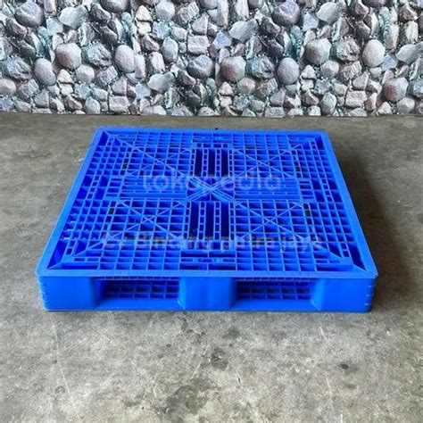 Jual Pallet Plastik Bekas Murah Ukuran 110x110x15 Cm Warna Biru Kab