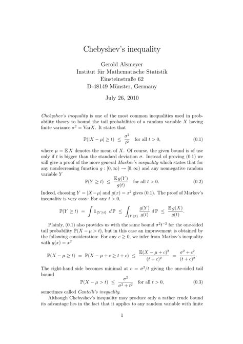 (PDF) Chebyshev’s Inequality