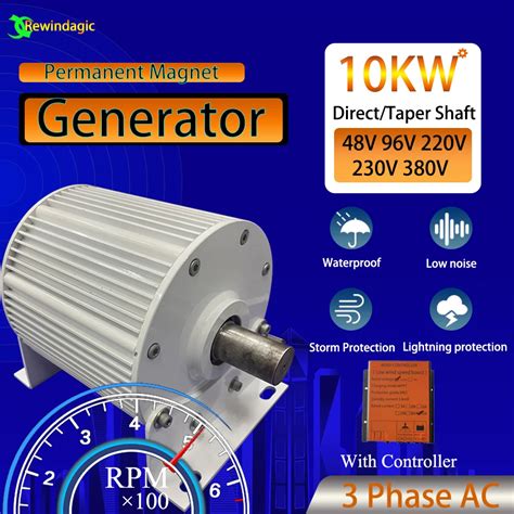 10000w 10kw Low Speed Start 96v 220v 380v Gearless Permanent Magnet Generator Ac Alternators Use