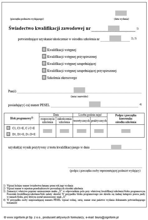 Świadectwo kwalifikacji zawodowej wstępnej wstępnej przyspieszonej