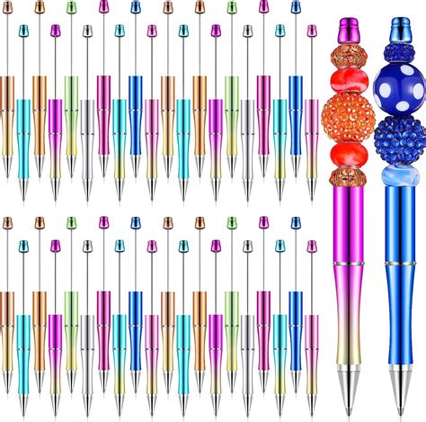 Amazon Crtiin 50 Pcs Plastic Beadable Pen Bead Pen Bulk Shaft Ink