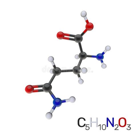 Glutamine Model Molecule. Isolated On Black Background. Vector Stock ...