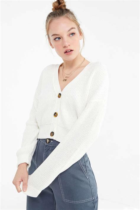 Urban Outfitters Uo Kai Cropped Cardigan In White Lyst