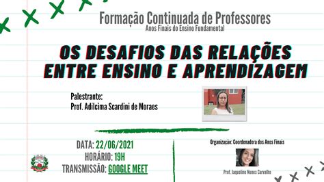 Semec Realizar Encontro De Forma O Continuada Dos Anos Finais Do