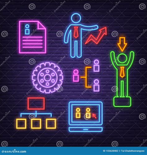 Human Resource Neon Icons Stock Vector Illustration Of Office