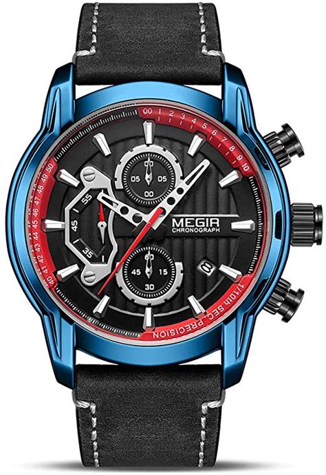 Megir Men S Analogue Chronograph Quartz Business Watch With Leather