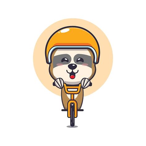 Lindo Personaje De Dibujos Animados Mascota Perezoso Paseo En Bicicleta