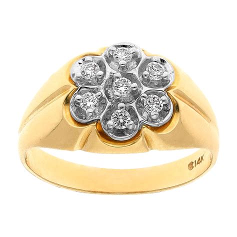 Anillo para caballero en oro amarillo 14K con diamante Joyería Lunas