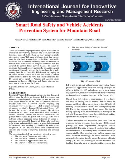 PDF Smart Road Safety And Vehicle Accidents Prevention System For